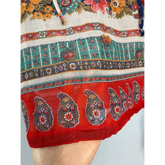 Vintage 1970s Lady Arrow Peasant Blouse, Size Small, Floral and Paisley Print - Picture 6 of 10
